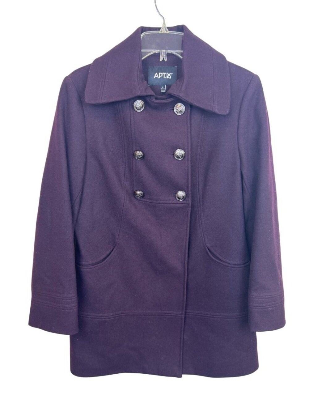 Apt 9 Plum Wool Peacoat Women's M Double Breasted Button Winter Coat Preppy